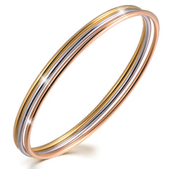 Stackable Bangles | Tri-Tone Gold