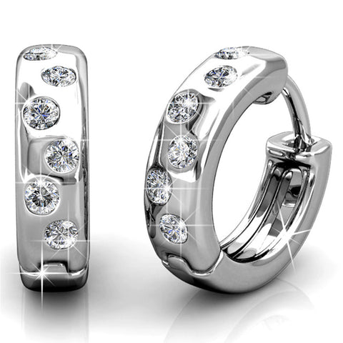 Modern Deco Hoop Earrings  | Clear