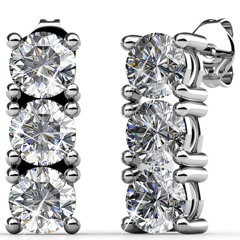 Crystals Trilogy Brilliance Earrings  | Clear