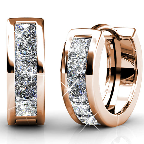 Channel Set Huggie Earrings  | Clear