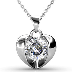 Diamond Heart Pendant Necklace  | Clear