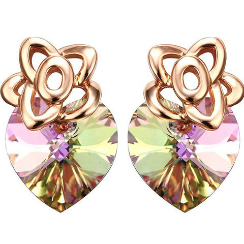 925 Silver Floral Heart Earrings | Clear