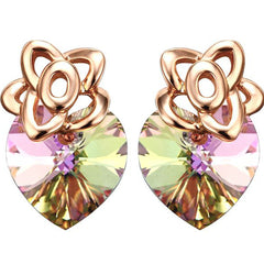 925 Silver Floral Heart Earrings | Clear