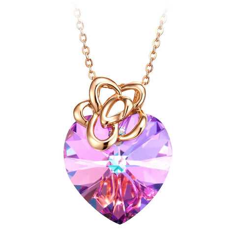 925 Silver Mystic Floral Heart Necklace | Multi Colour