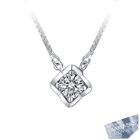 925 Silver Allegra Solitaire Necklace | Clear