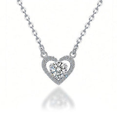 925 Silver Heart Point Necklace | Clear