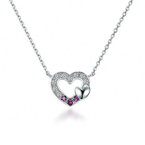 925 Silver Hearts In Love Necklace | Clear