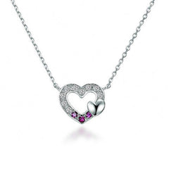 925 Silver Hearts In Love Necklace | Clear
