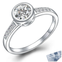 925 Silver Eliza Bezel Accented Ring | Clear